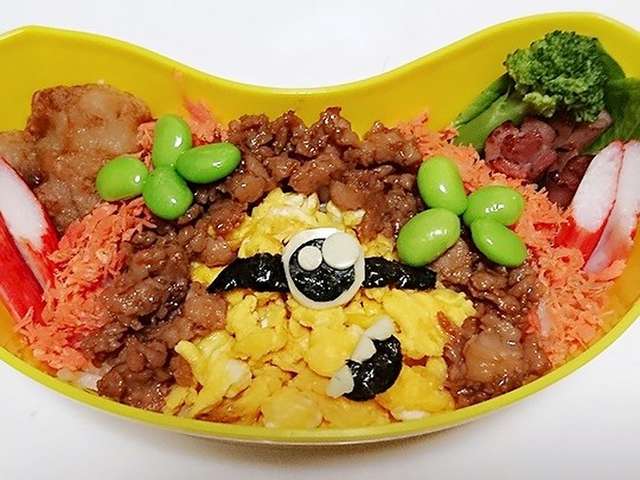 超簡単キャラ弁♪そぼろ丼ミニオン